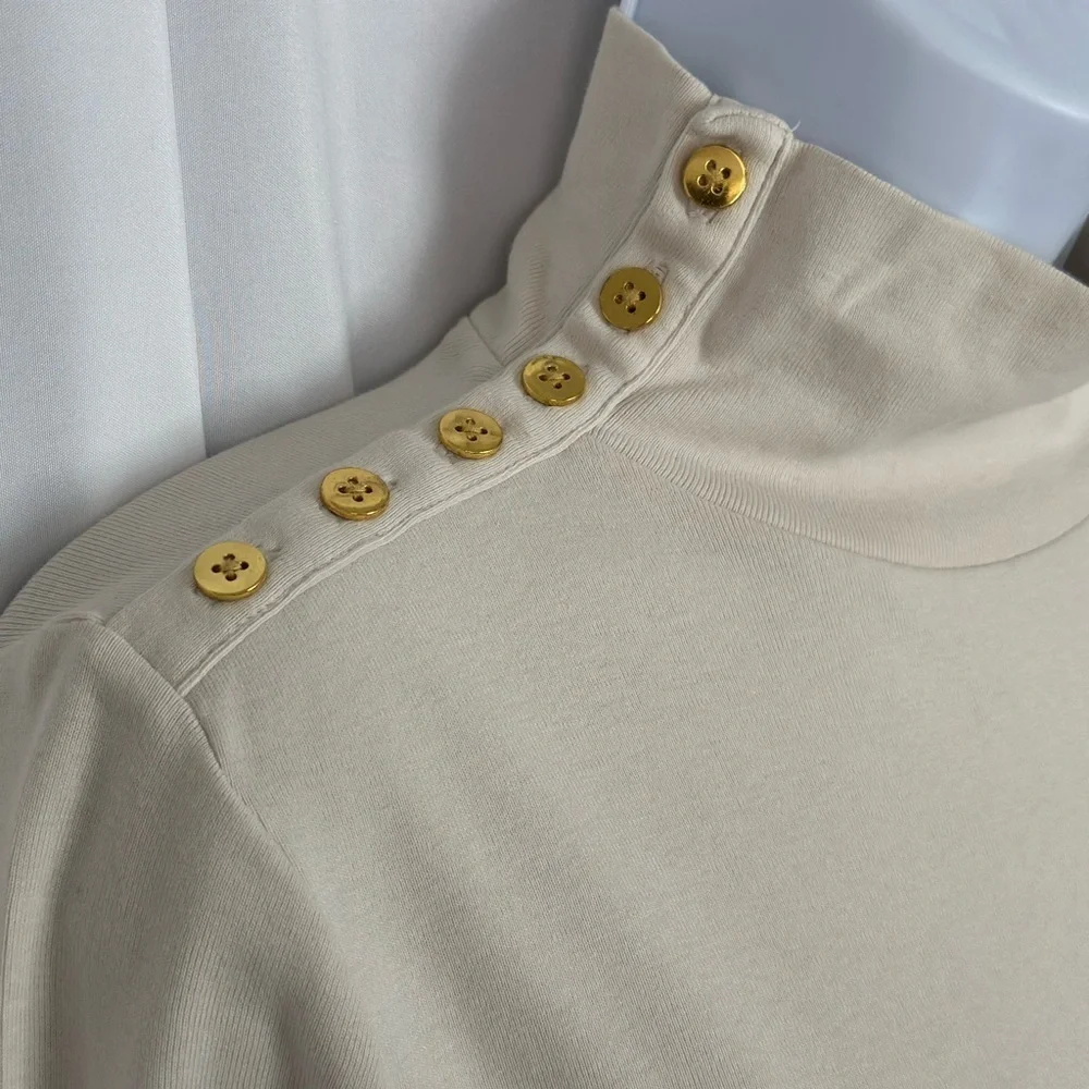 J.Crew Elegant Cream Turtleneck Top (791)